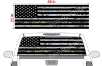 Distressed American Flag Camo Line See Thru Window Wrap 22"x68"