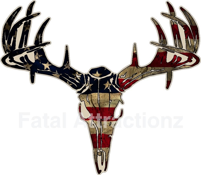 Distressed American Flag Deer Skull S4