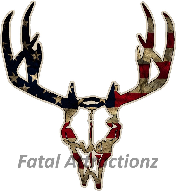 Distressed American Flag Deer Skull S12