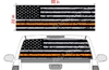 Distressed American Flag Orange Line See Thru Window Wrap 22"x68"