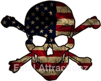 Distressed American Flag Skull Crossbones