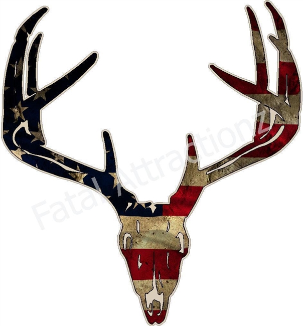 Distressed American Flag Deer Skull S5