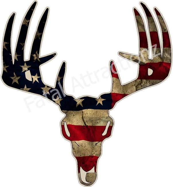 Distressed American Flag Deer Skull S6