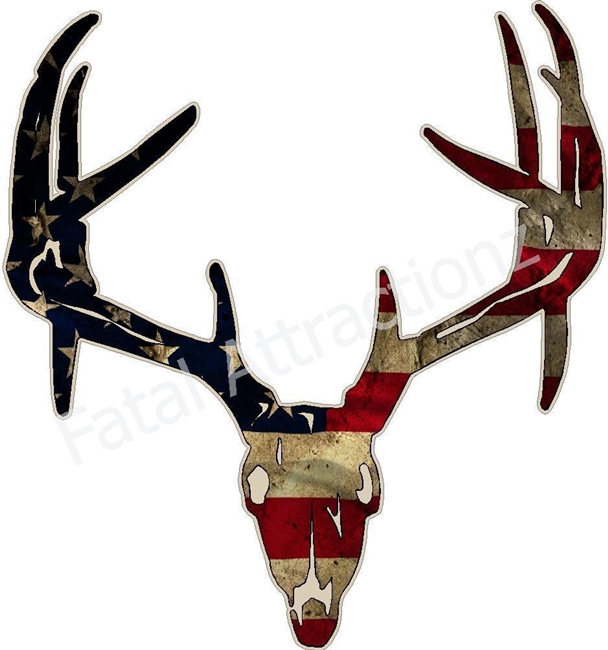 Distressed American Flag Deer Skull S7