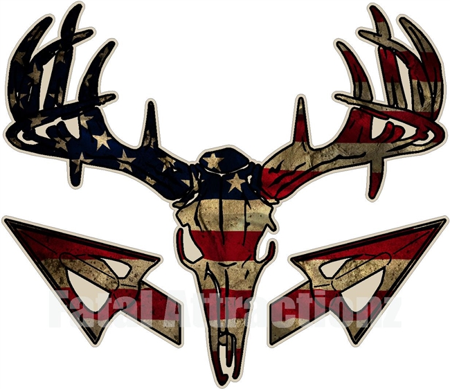 Distressed American Flag Deer Skull S4 Arrows