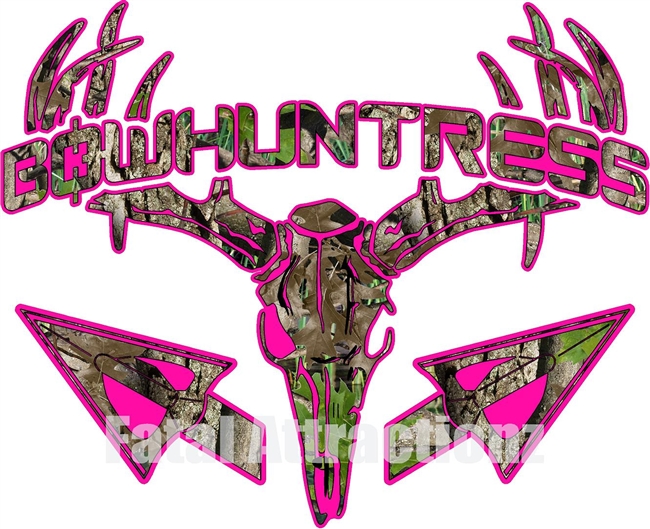 Hot Pink Camo Bowhuntress Deer Skull S4 Arrows