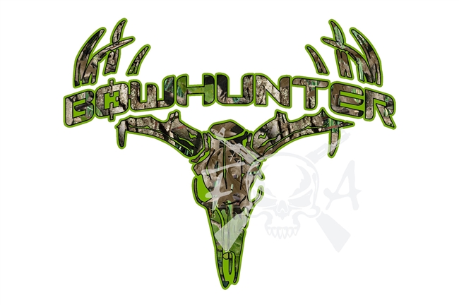 Lime Camo Bowhunter Deer Skull S4