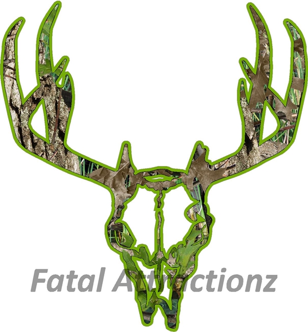 Lime Camo Deer Skull S12