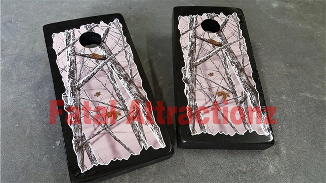 Pink Snowstorm Camo Cornhole Cover