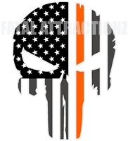 Rugged American Flag Skull Orange Line