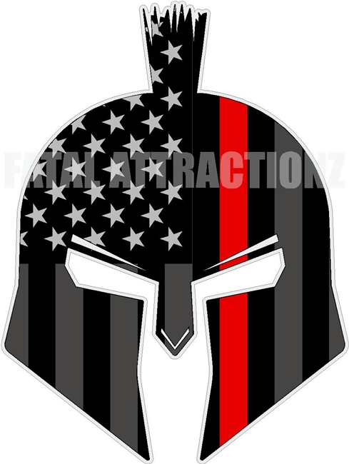 American Flag Red Line Spartan Trojan Fire Fighter