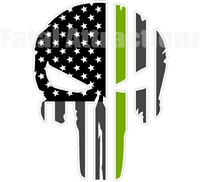 Rugged American Flag Skull Green Line Game Commission WCO Wild Life Conservation