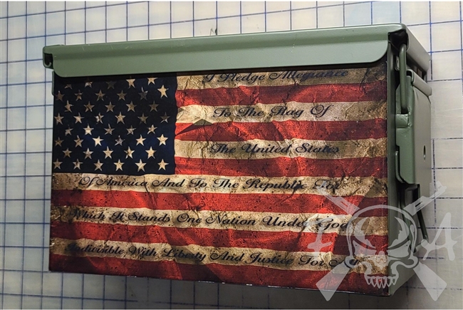Distressed American Flag Pledge of Allegiance Ammo Can Wrap pair