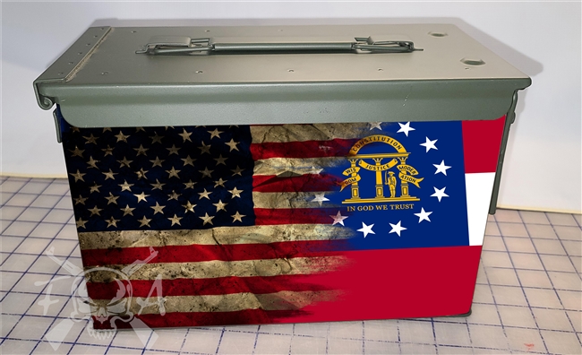 Ripped American Flag Distressed Georgia Ammo Can Box Wrap Set