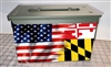 Ripped American Flag  Maryland Ammo Can Box Wrap Set