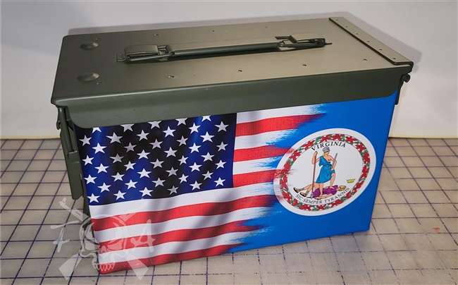 Ripped American Flag Virginia Ammo Can Box Wrap Set