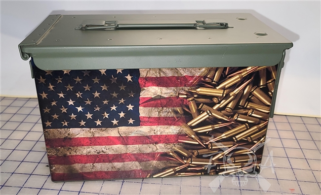 Ripped American Flag Distressed Bullets Ammo Can Box Wrap Set