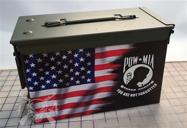 Ripped American Flag POW MIA Ammo Can Box Wrap Set