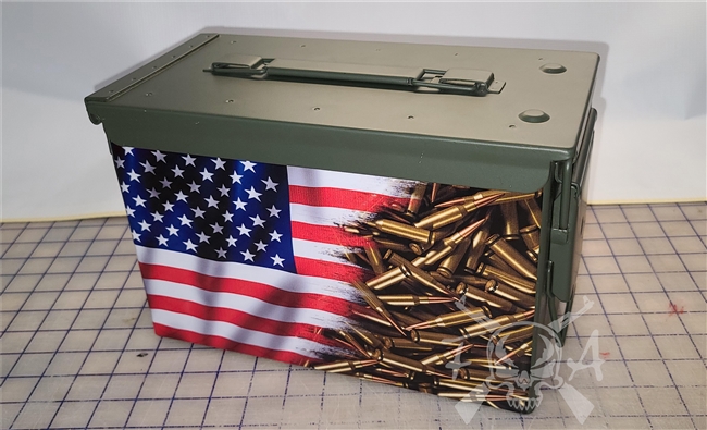 Ripped American Flag Bullets Ammo Can Box Wrap Set