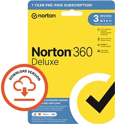 Norton 360 Deluxe 2024 3 Device and 1 Year Subscription PC/Mac/iOS/Android Download
