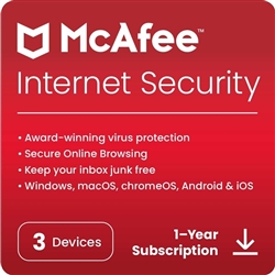 McAfee Internet Security 2024 - 3 User 1 Year Licence