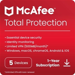 McAfee Total Protection 2024 5 Device 1 Year Licence