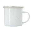 12 oz. White Speckled Camper Mug with Silver Lip