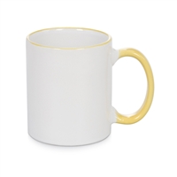 11 oz Rim & Handle Colored Mug - Yellow