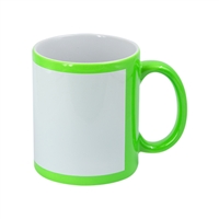 11 oz. Green Flourescent Mug w/White Patch