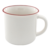 13 oz. Ceramic Camper Mug - White with Red Lip