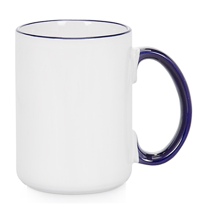 15 oz Rim & Handle Colored Mug - Navy