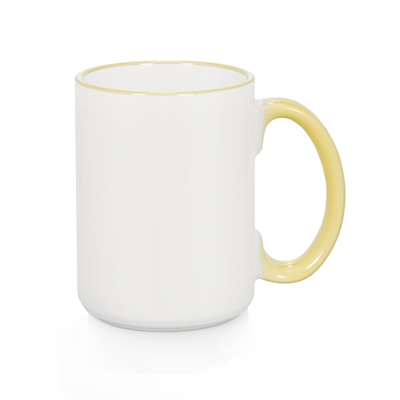 15 oz Rim & Handle Colored Mug - Yellow