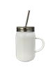 500 ml Stainless Steel Mason Jar with Straw - White - ORCA