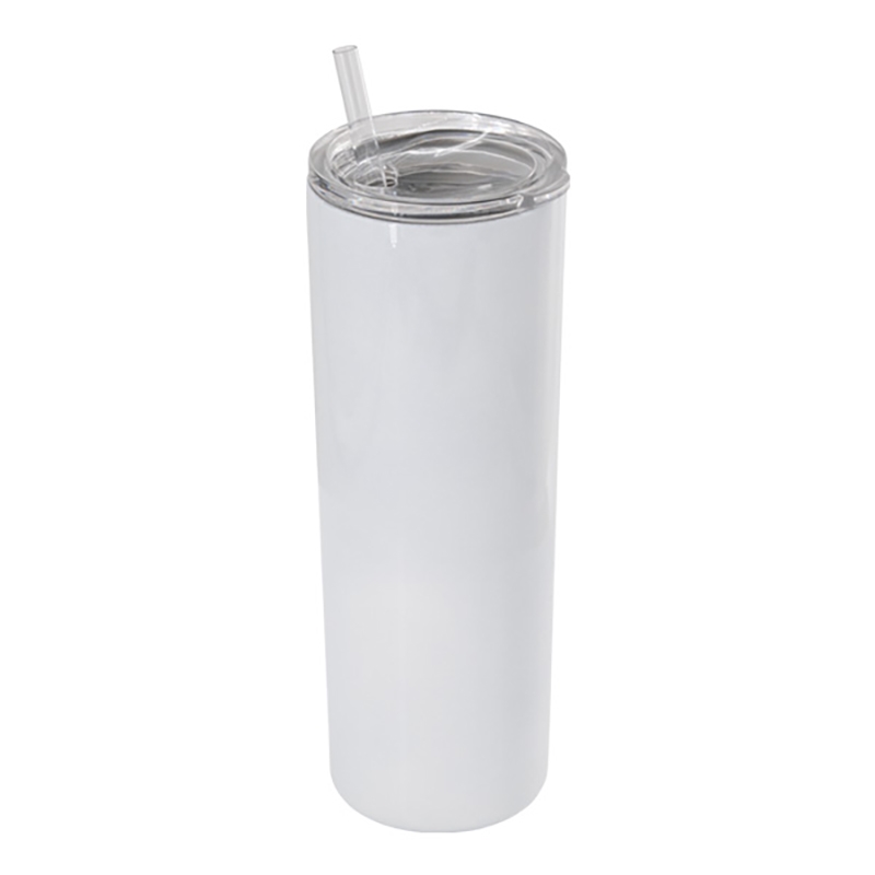 20 oz Sublimation Skinny Tumbler - White Glossy Straight Stainless Steel  Tumblers - 4-Pack Double Wall Insulated Tumblers with Lids and Straws -  Skinny Travel Tumbler 