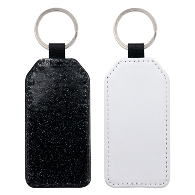 Fashion Sparkle Keychain - Black Rectangle (PU)