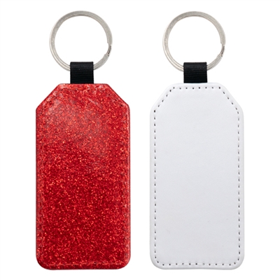 Fashion Sparkle Keychain - Red Rectangle (PU)