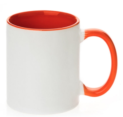 11 oz. Inner Handle Orange Orca Mugs