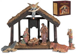 7-Piece Nativity Set with Wood Stable - Free Shipping