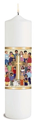 4 Pack - 12" Children of the World Pillar Christ Candles
