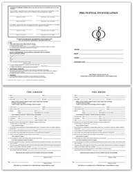 Pre- Nuptial Investigation Questionnaire Forms