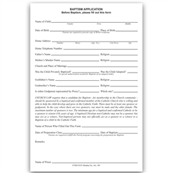 Baptism Application Form