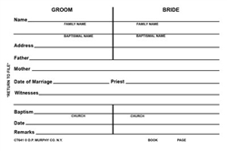 Marriage Record Cards