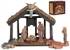 4-Pc Nativity Set with Wood Stable - Free Shipping
