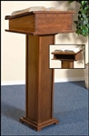 LECTERN W/SHELF-WALNUT FINISH