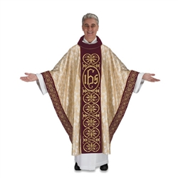 Gold Cross Jacquard Embroidered Chasuble