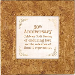 50th Anniversary Touch of Vintage Gold frame Tabletop Christian Verses - 7 x 7