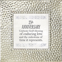 25th Anniversary Touch of Vintage Silver frame Tabletop Christian Verses - 7 x 7