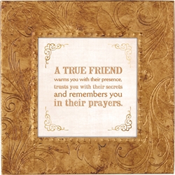 True Friend Touch of Vintage Gold frame Tabletop Christian Verses - 7 x 7