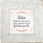 Sister Touch of Vintage White frame Tabletop Christian Verses - 7 x 7