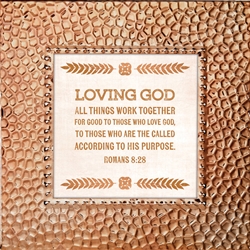 Romans 8:28 Touch of Vintage Copper frame Tabletop Christian Verses - 7 x 7